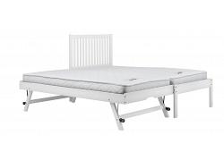 Buckland white painted pine overnighter trundle pullout,roll out guest bed wood bed frame set 1